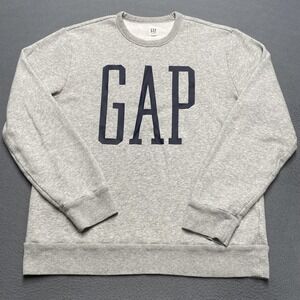 Gap Logo Sweatshirt Mens Medium‎ Gray Fleece Crewneck Pullover Casual Comfort